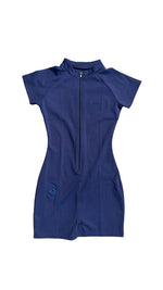 Basic 3/4 zip romper navy blue - NOTREMEMBEREDLLC
