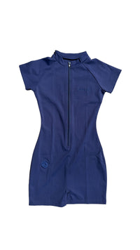 Basic 3/4 zip romper navy blue - NOTREMEMBEREDLLC